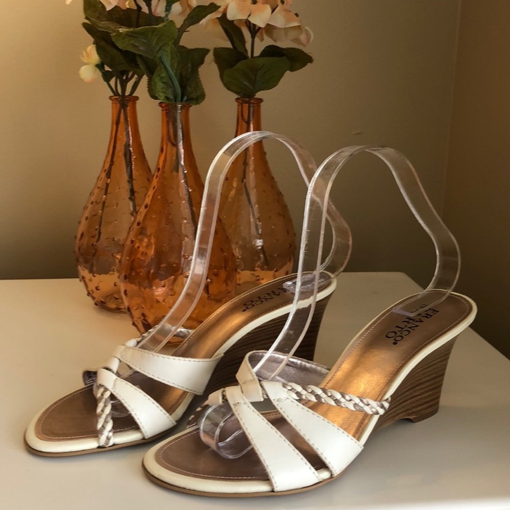 FRANCO SARTO wedge white sandals Size 7M